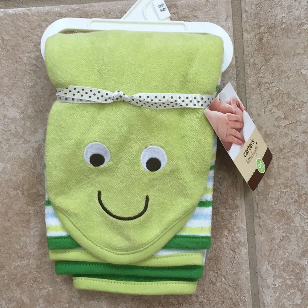 Carter's Frog Hooded Bath Towel and Washcloths